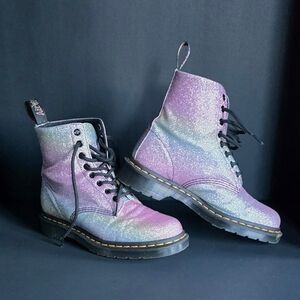 Dr. Martens Sparkle Combat Boots - Purple and Silver